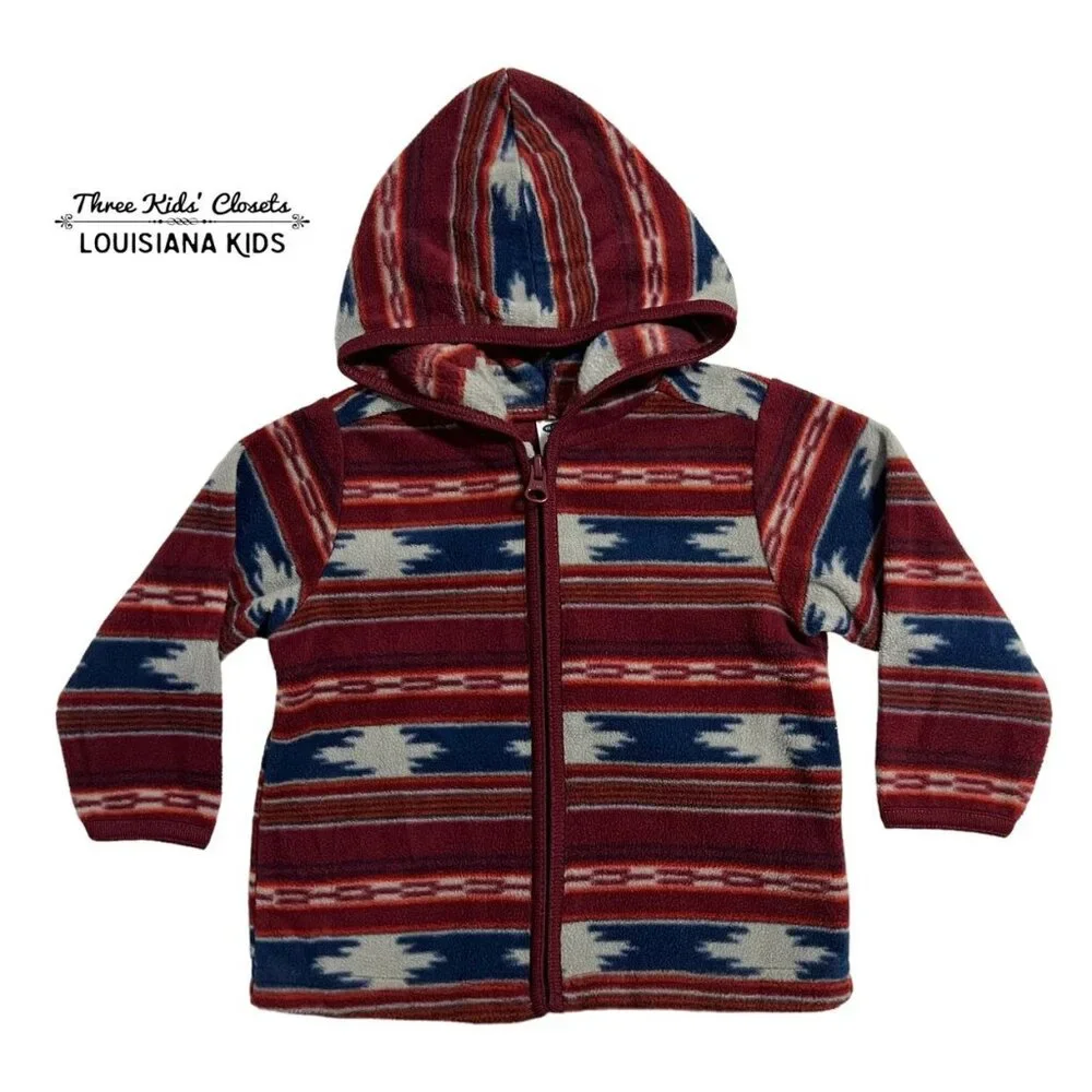 Old Navy 12-18m Maroon Aztec Print Fleece Hoodie